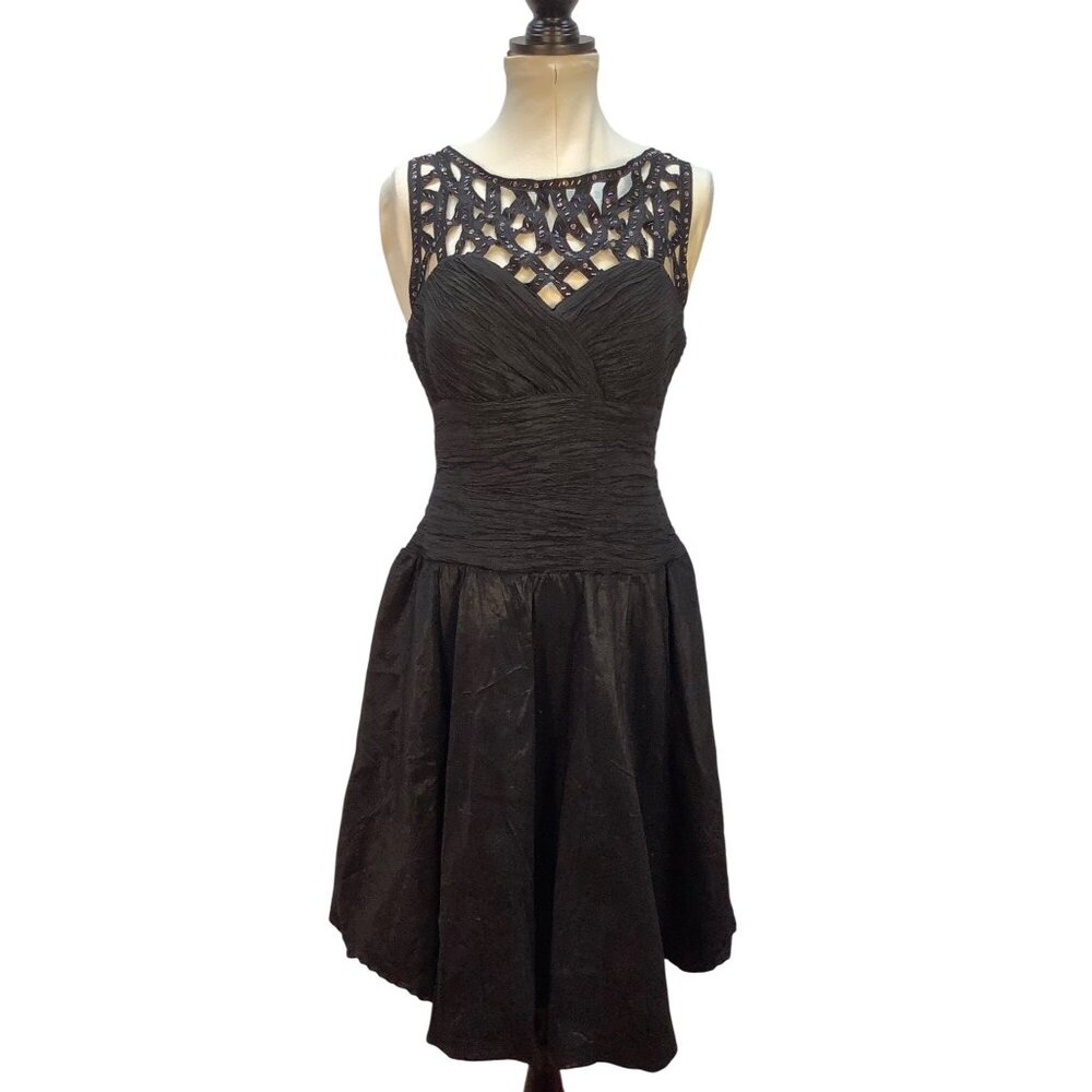 VTG Black Dress Size 16 Sweetheart Neckline Whimsy Goth Fairy Ballet Core - Picture 1 of 7